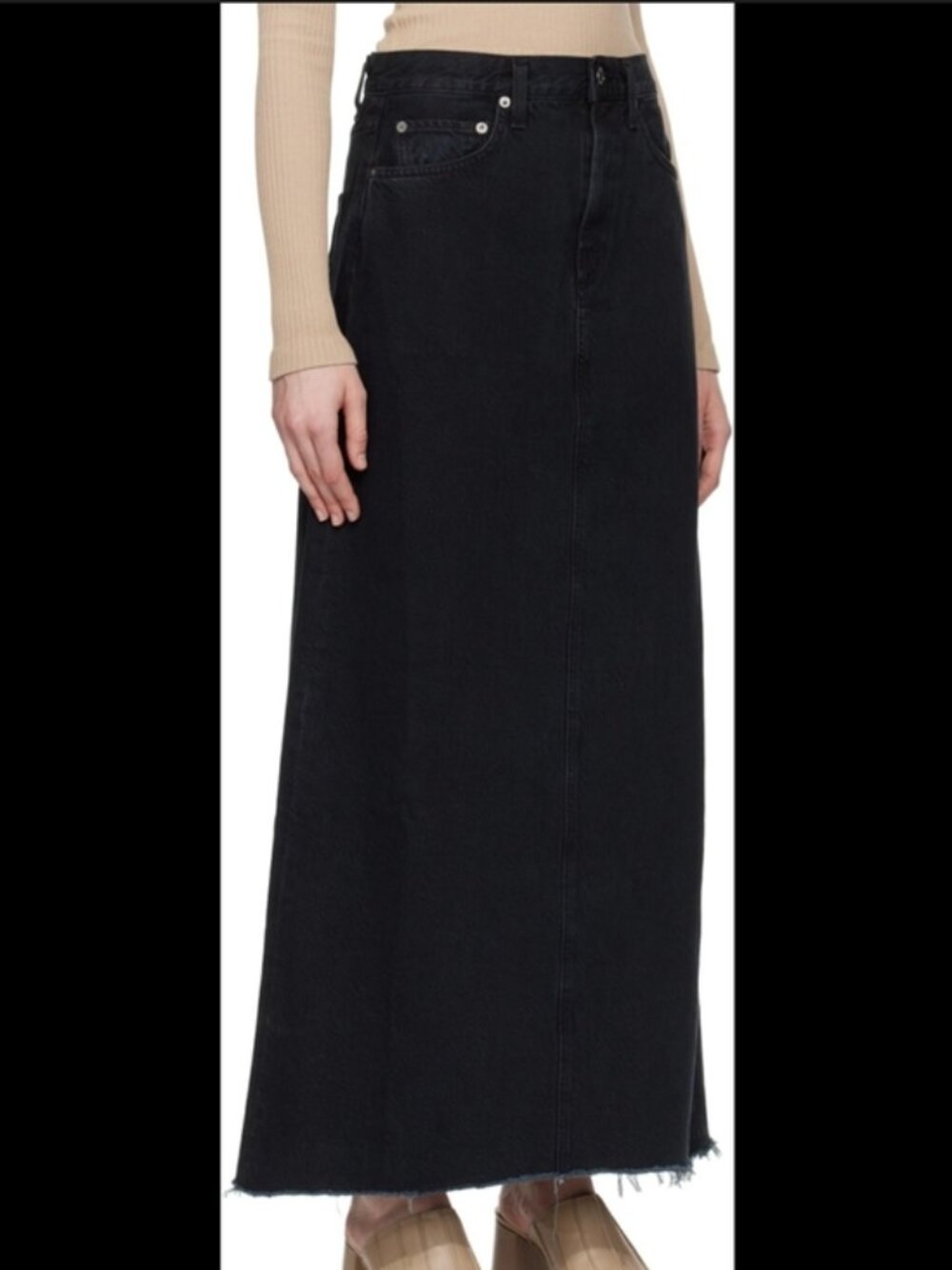 AGOLDE Black Denim Maxi Skirt Size 25